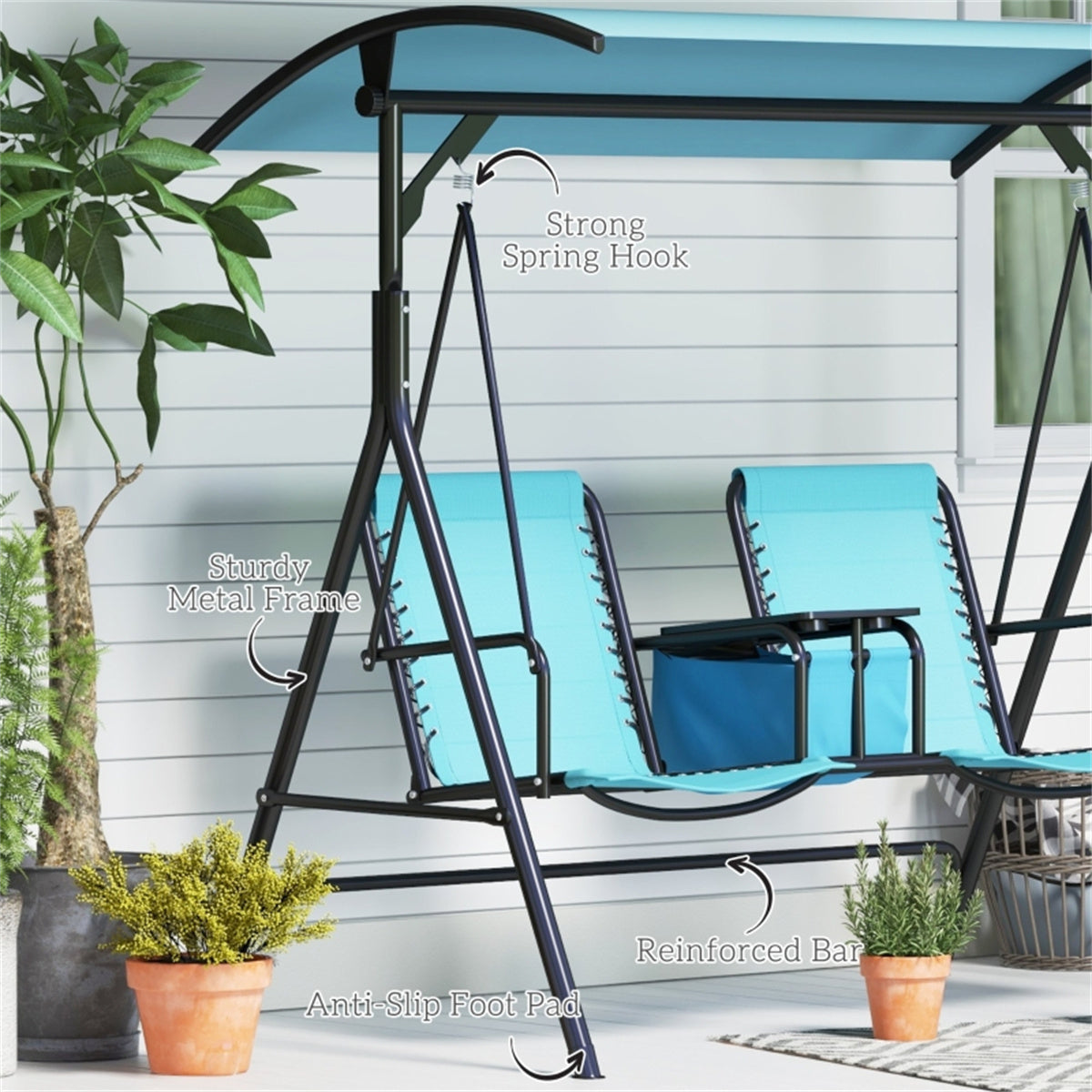 Cozy 2-Seat Patio Swing Chair with Canopy - Perfect for Relaxing Outdoors