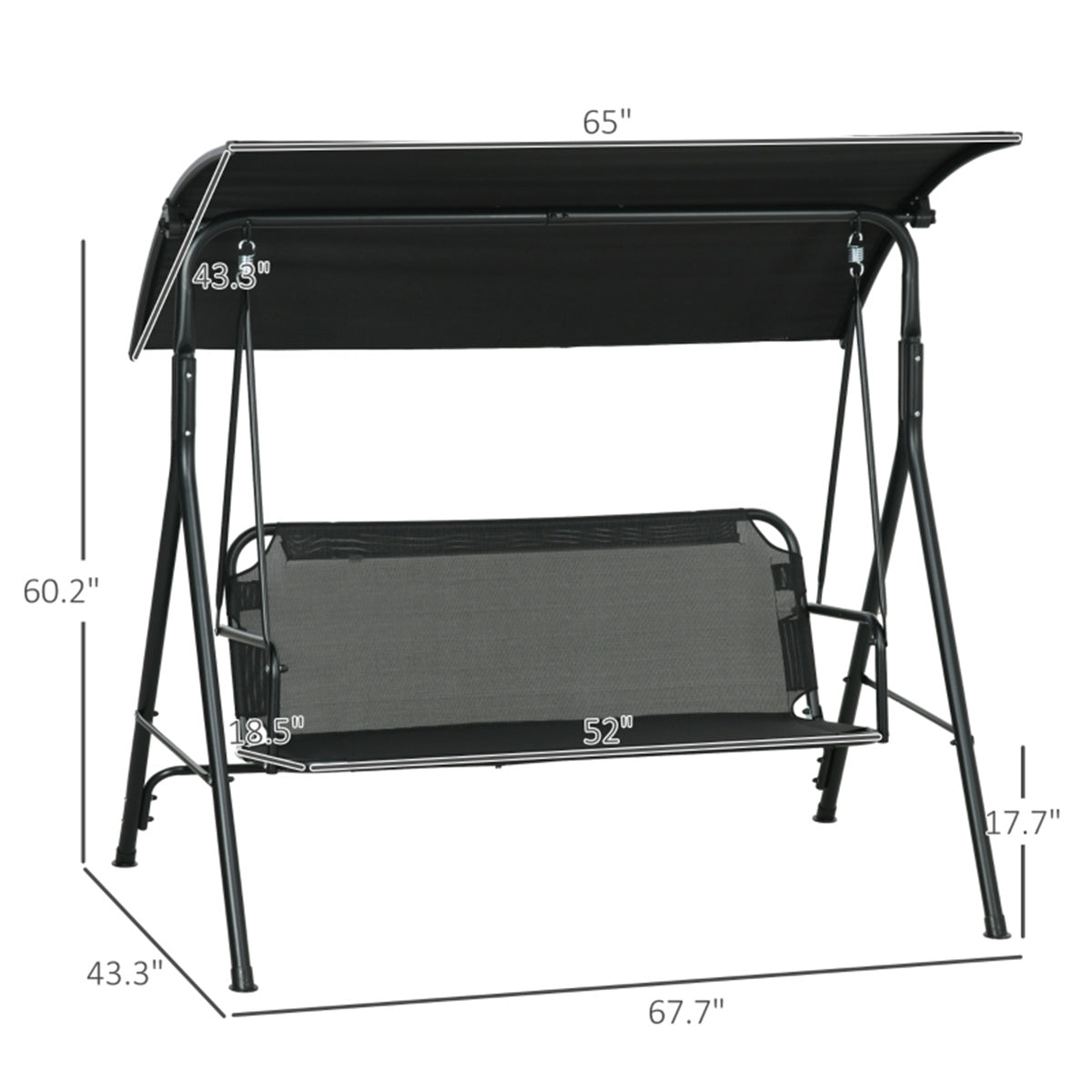 3-Seat Outdoor Patio Swing Chair-Black (Amazon Shipping)( Prohibited by WalMart )