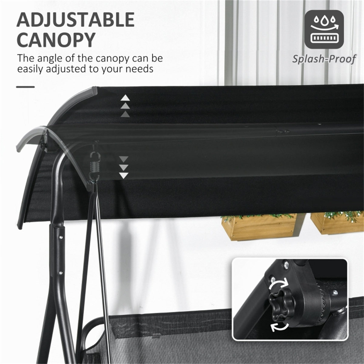 3-Seat Outdoor Patio Swing Chair-Black (Amazon Shipping)( Prohibited by WalMart )