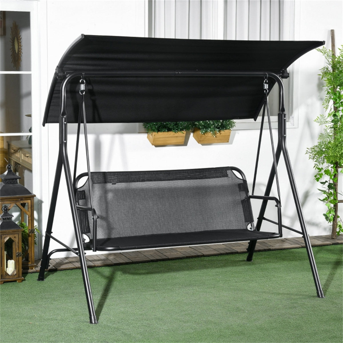 3-Seat Outdoor Patio Swing Chair-Black (Amazon Shipping)( Prohibited by WalMart )