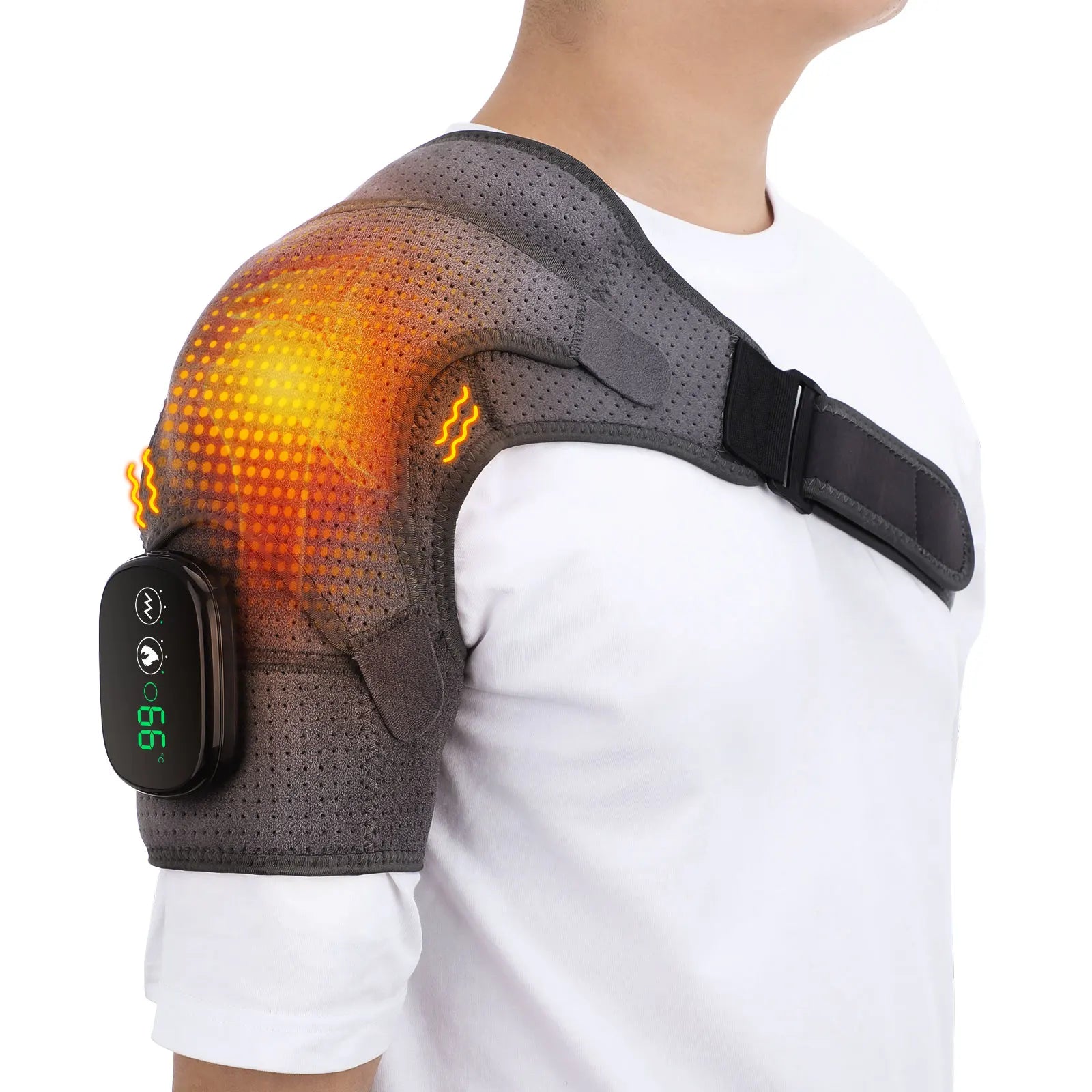 Electric Shoulder Massager Heating Pad Vibration Massage Support Belt Shoulder Thermal Brace