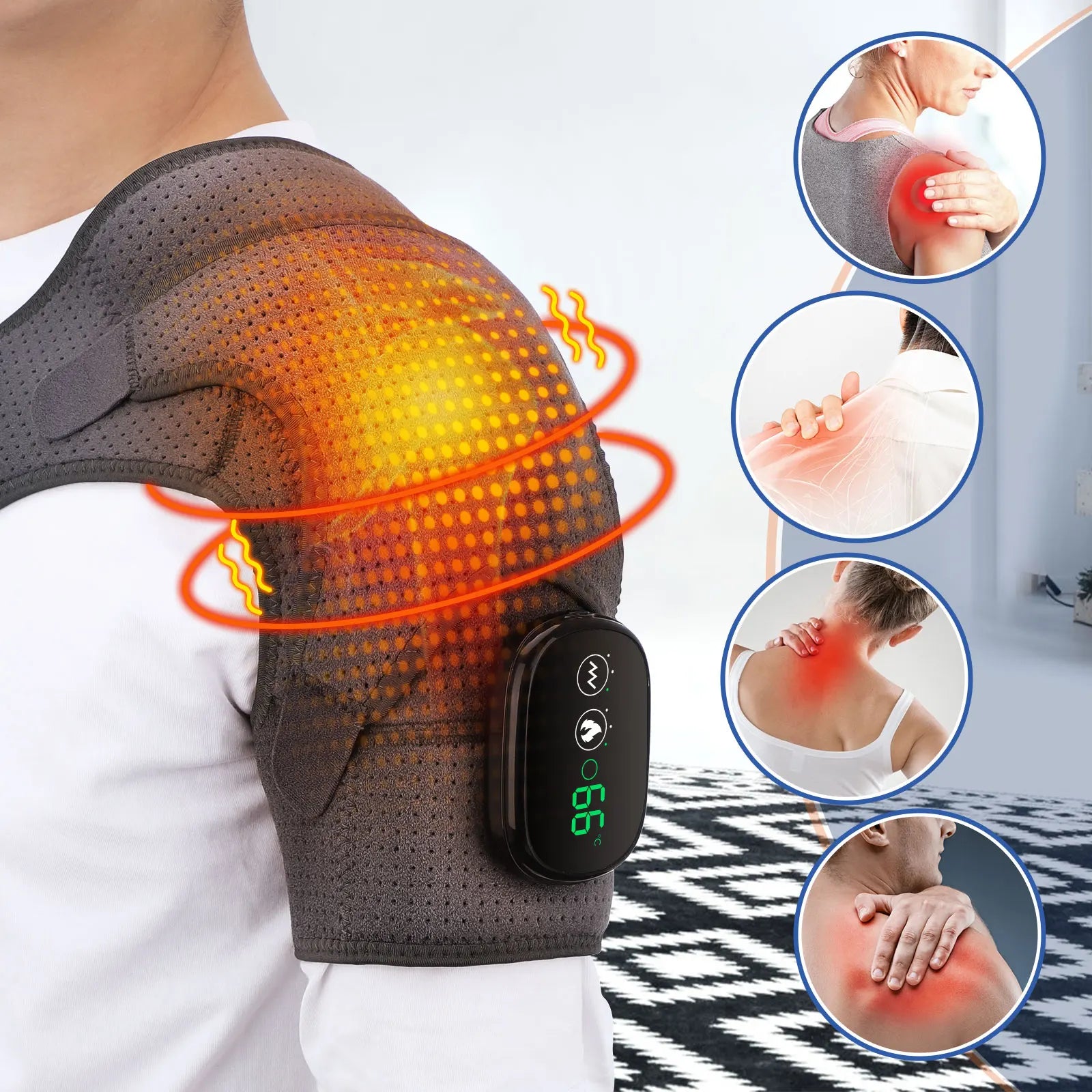Electric Shoulder Massager Heating Pad Vibration Massage Support Belt Shoulder Thermal Brace