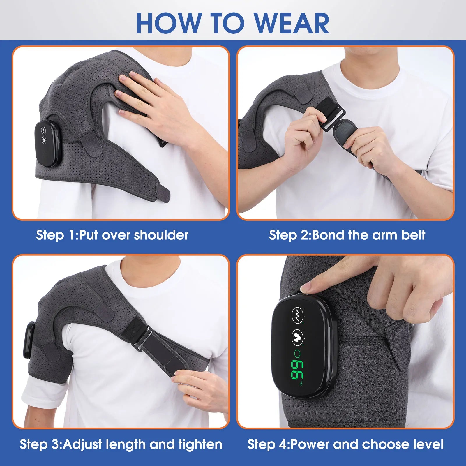 Electric Shoulder Massager Heating Pad Vibration Massage Support Belt Shoulder Thermal Brace