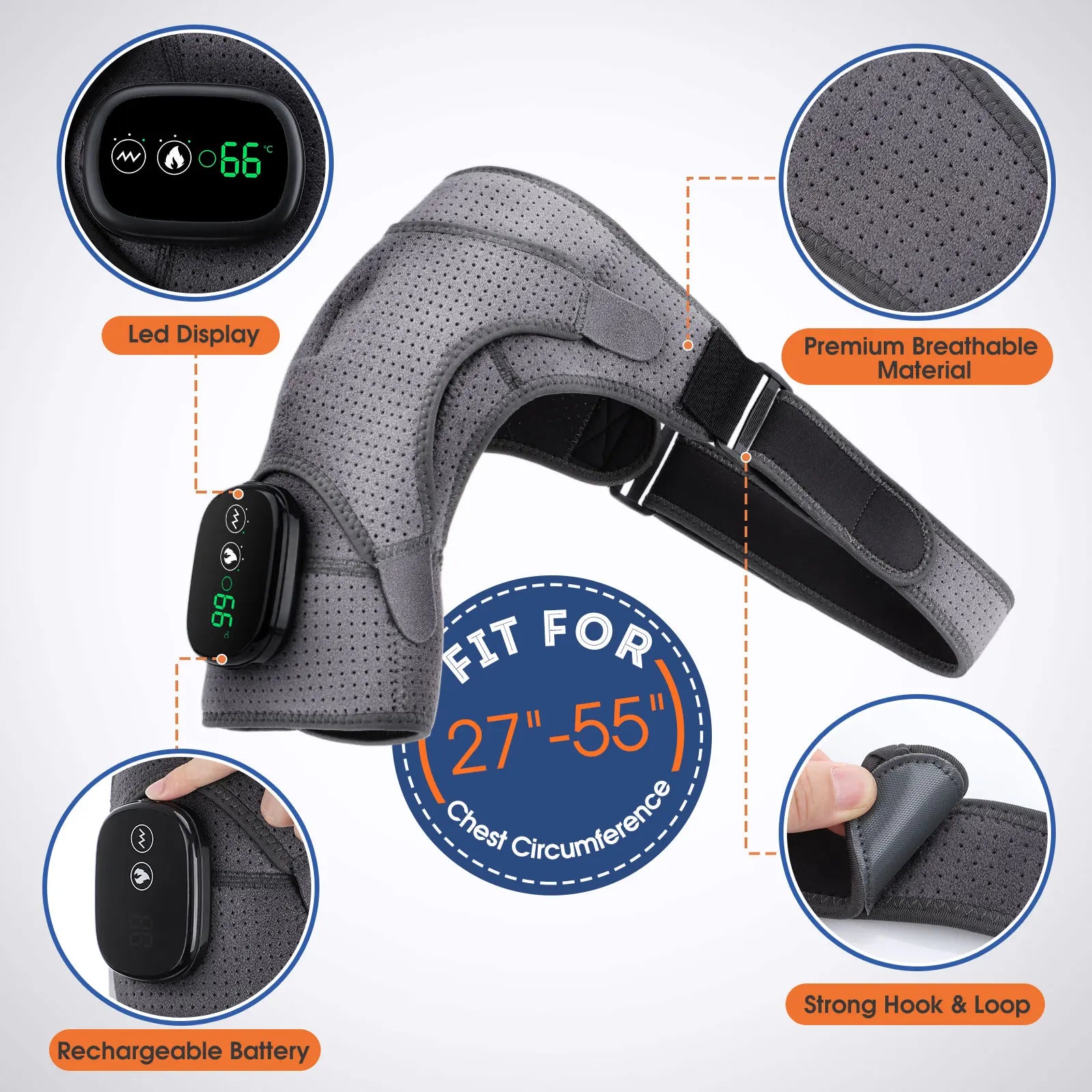 Electric Shoulder Massager Heating Pad Vibration Massage Support Belt Shoulder Thermal Brace