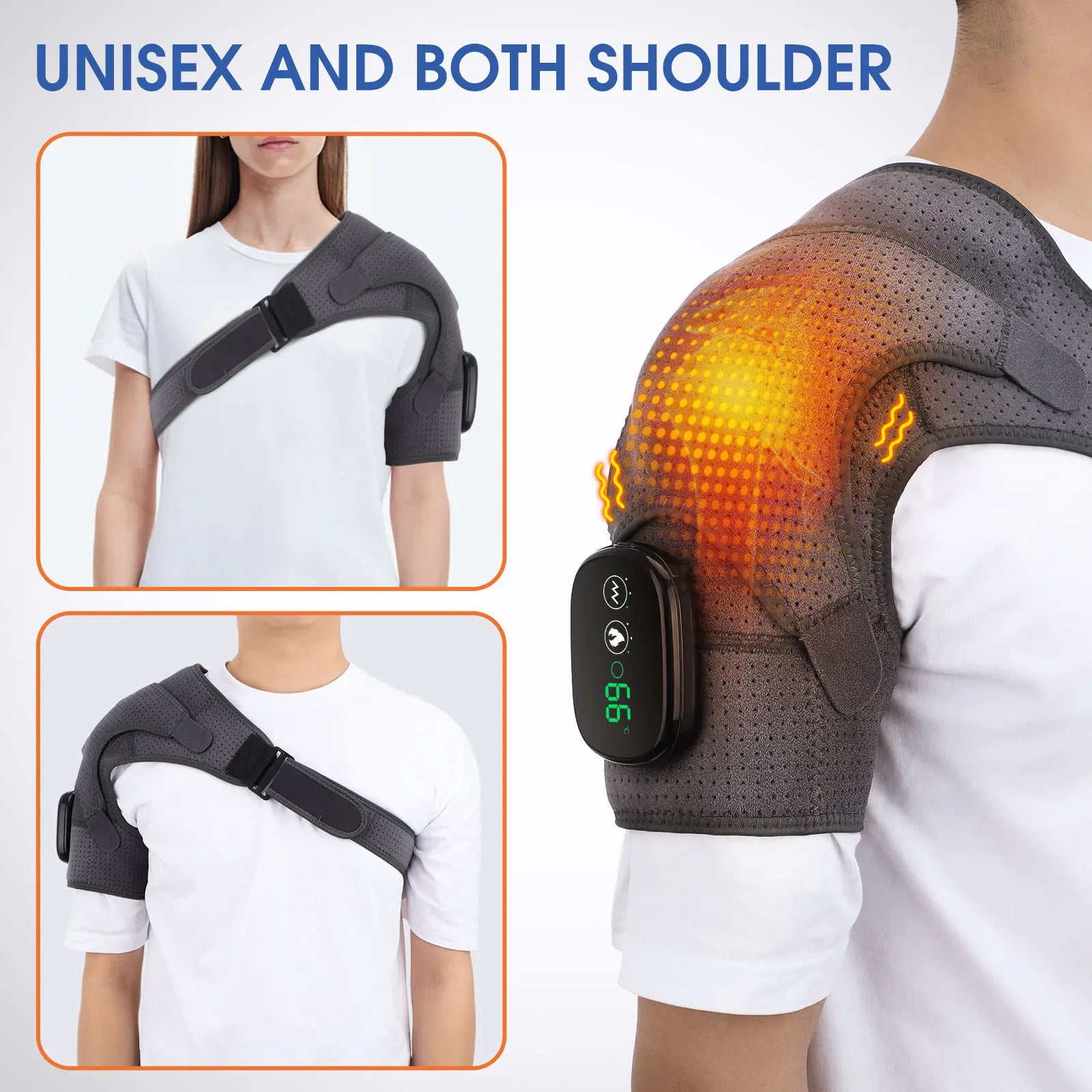 Electric Shoulder Massager Heating Pad Vibration Massage Support Belt Shoulder Thermal Brace