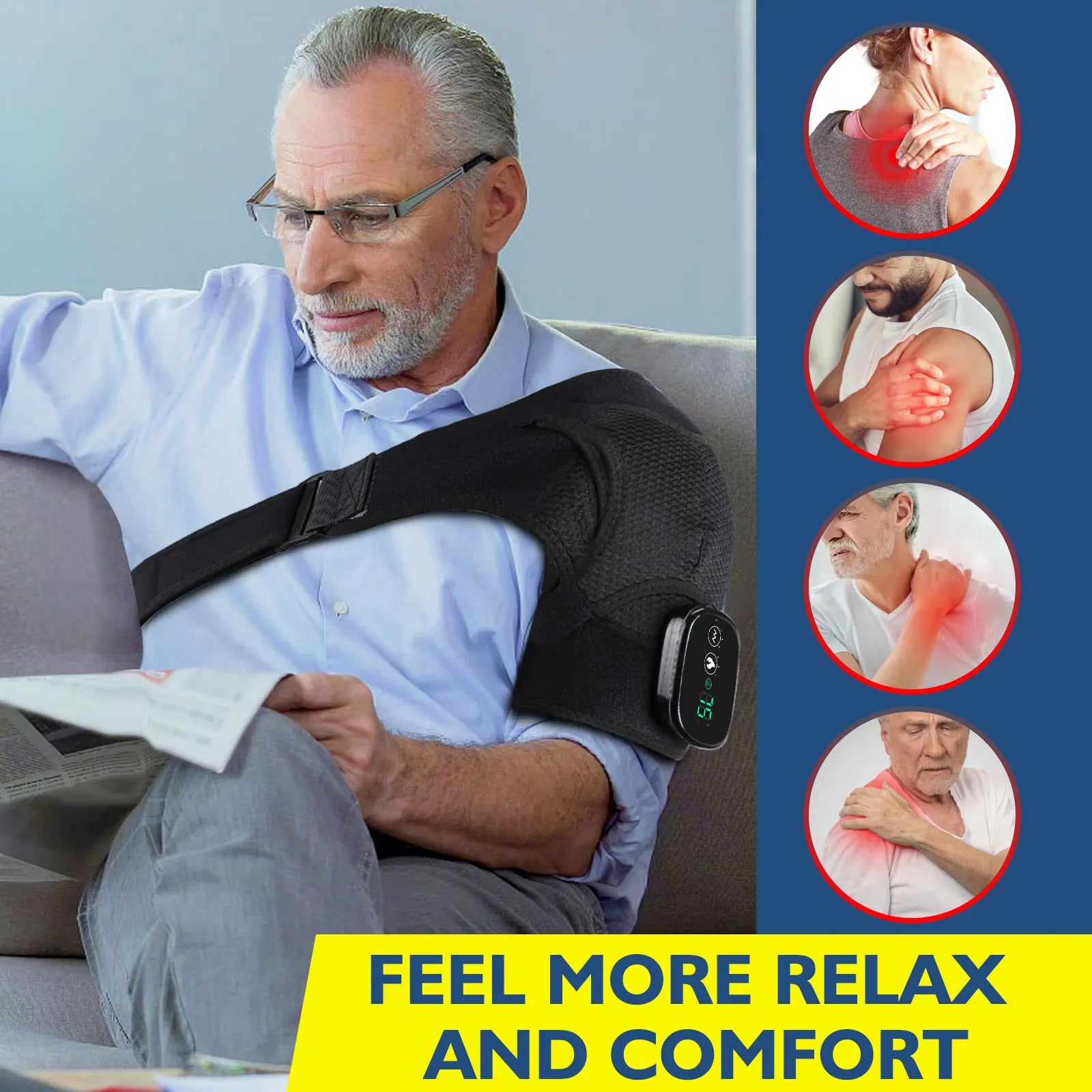Electric Shoulder Massager Heating Pad Vibration Massage Support Belt Shoulder Thermal Brace