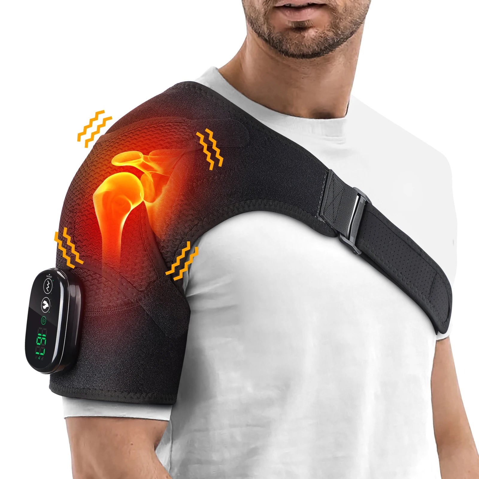 Electric Shouldert Heating Pad 3-Speed Vibration Muscle Relax Belt Thermal Massager Shoulder Neck Health Care Support Brace