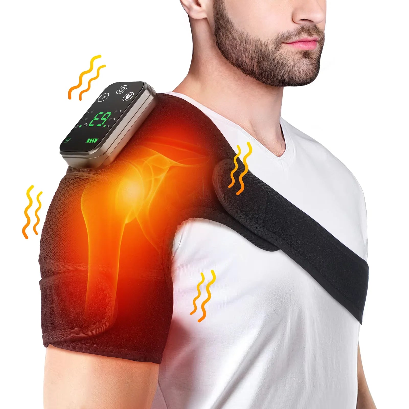 Electric Shouldert Heating Pad 3-Speed Vibration Muscle Relax Belt Thermal Massager Shoulder Neck Health Care Support Brace