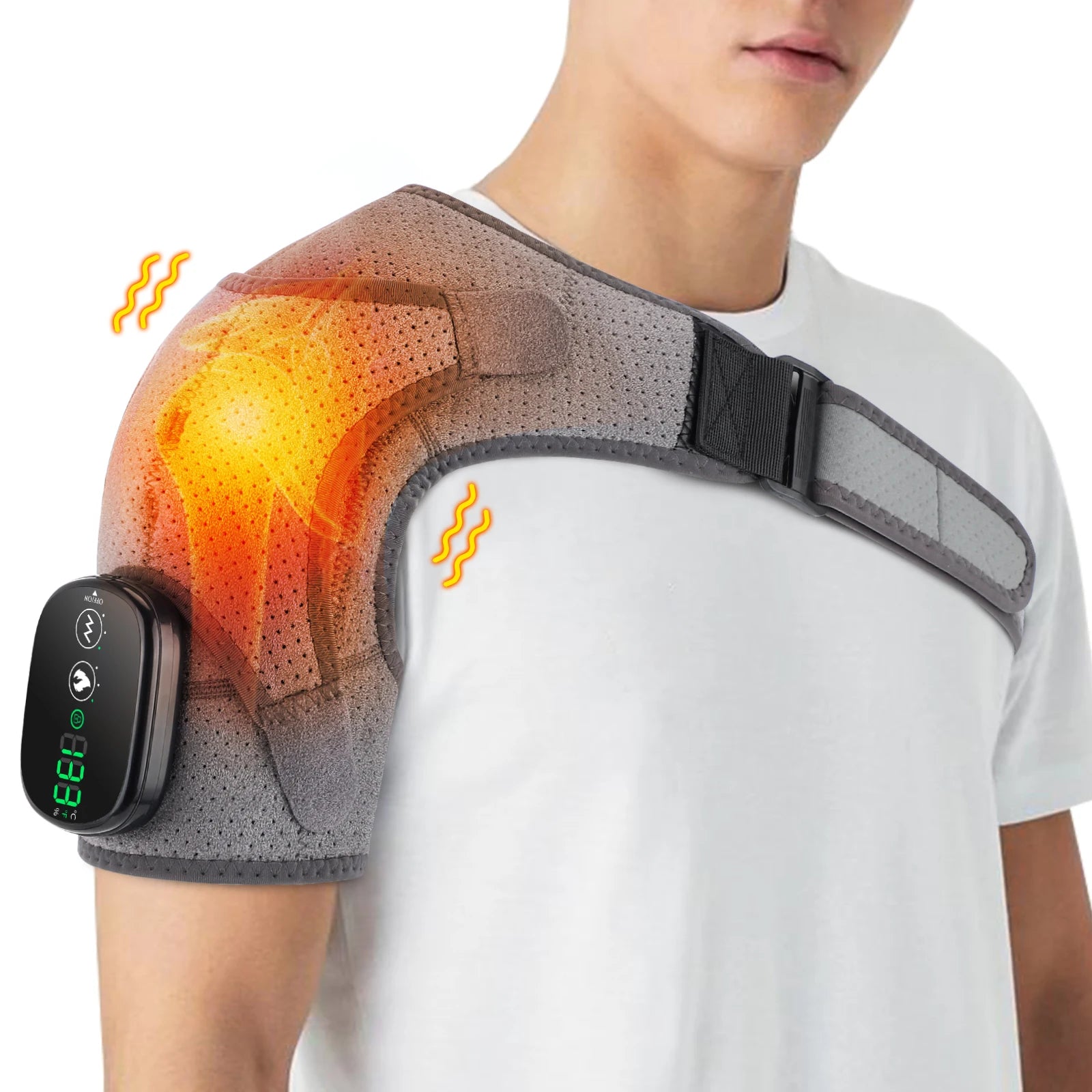 Electric Shouldert Heating Pad 3-Speed Vibration Muscle Relax Belt Thermal Massager Shoulder Neck Health Care Support Brace