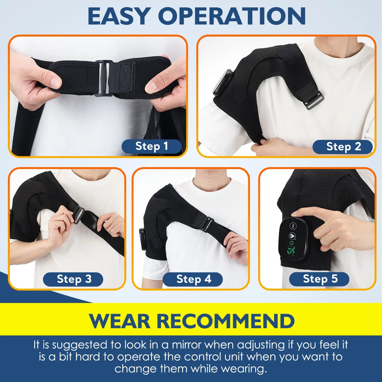 Electric Shoulder Massager Heating Pad Vibration Massage Support Belt Shoulder Thermal Brace