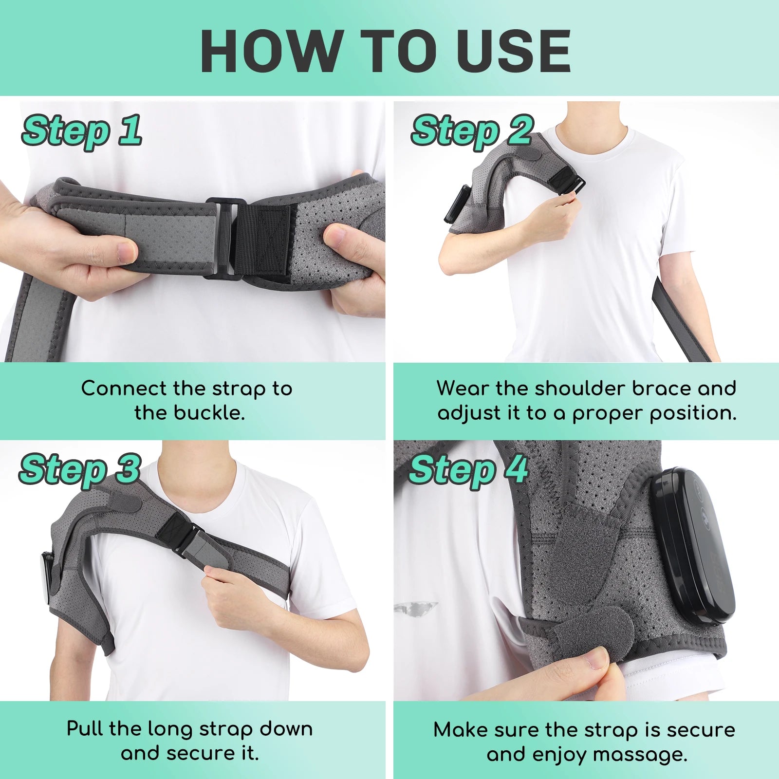 Electric Shouldert Heating Pad 3-Speed Vibration Muscle Relax Belt Thermal Massager Shoulder Neck Health Care Support Brace