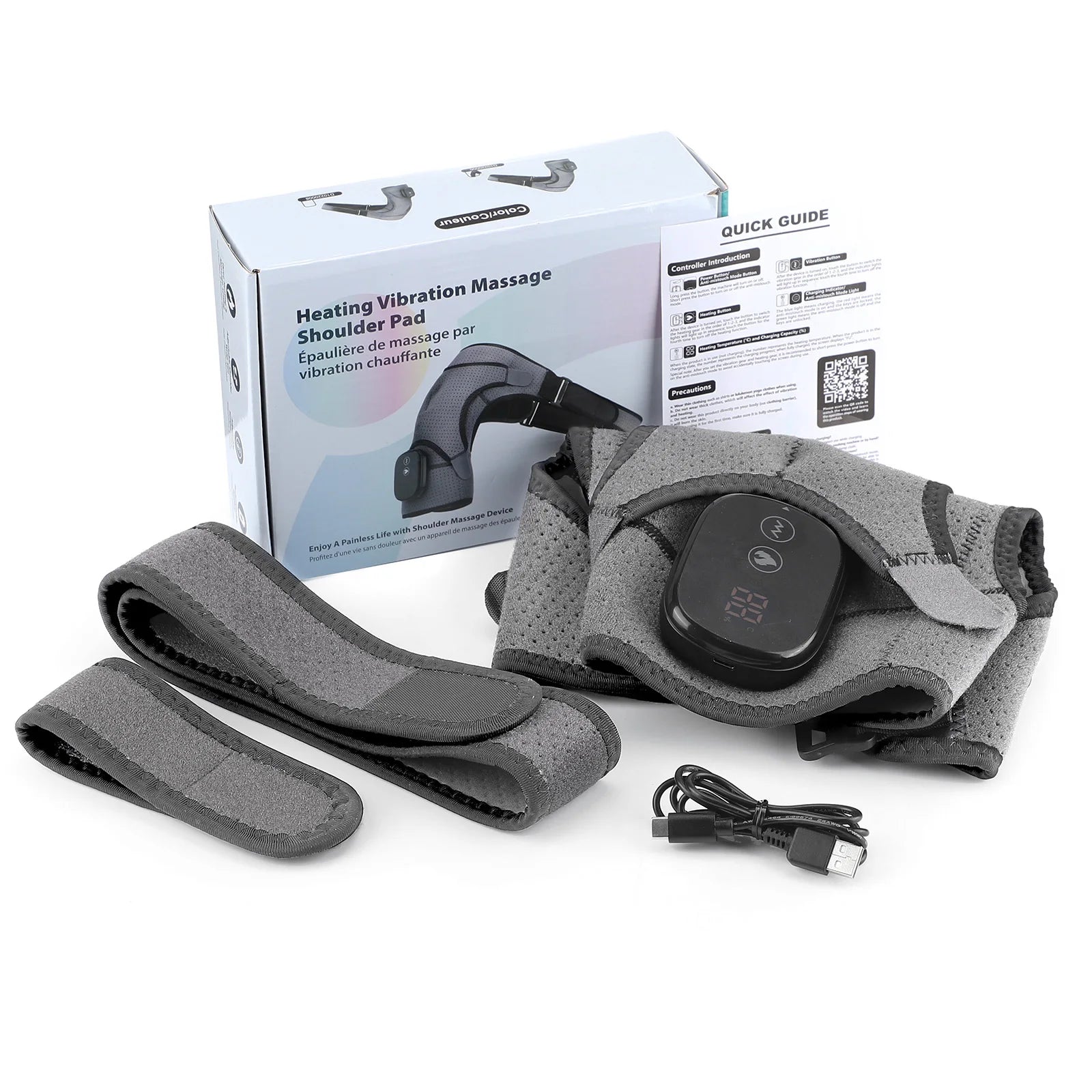 Electric Shouldert Heating Pad 3-Speed Vibration Muscle Relax Belt Thermal Massager Shoulder Neck Health Care Support Brace