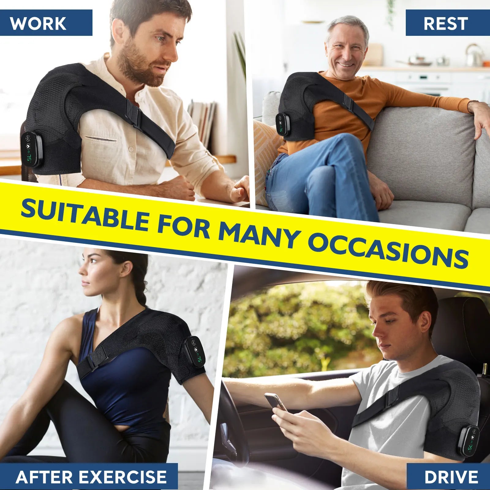Electric Shoulder Massager Heating Pad Vibration Massage Support Belt Shoulder Thermal Brace