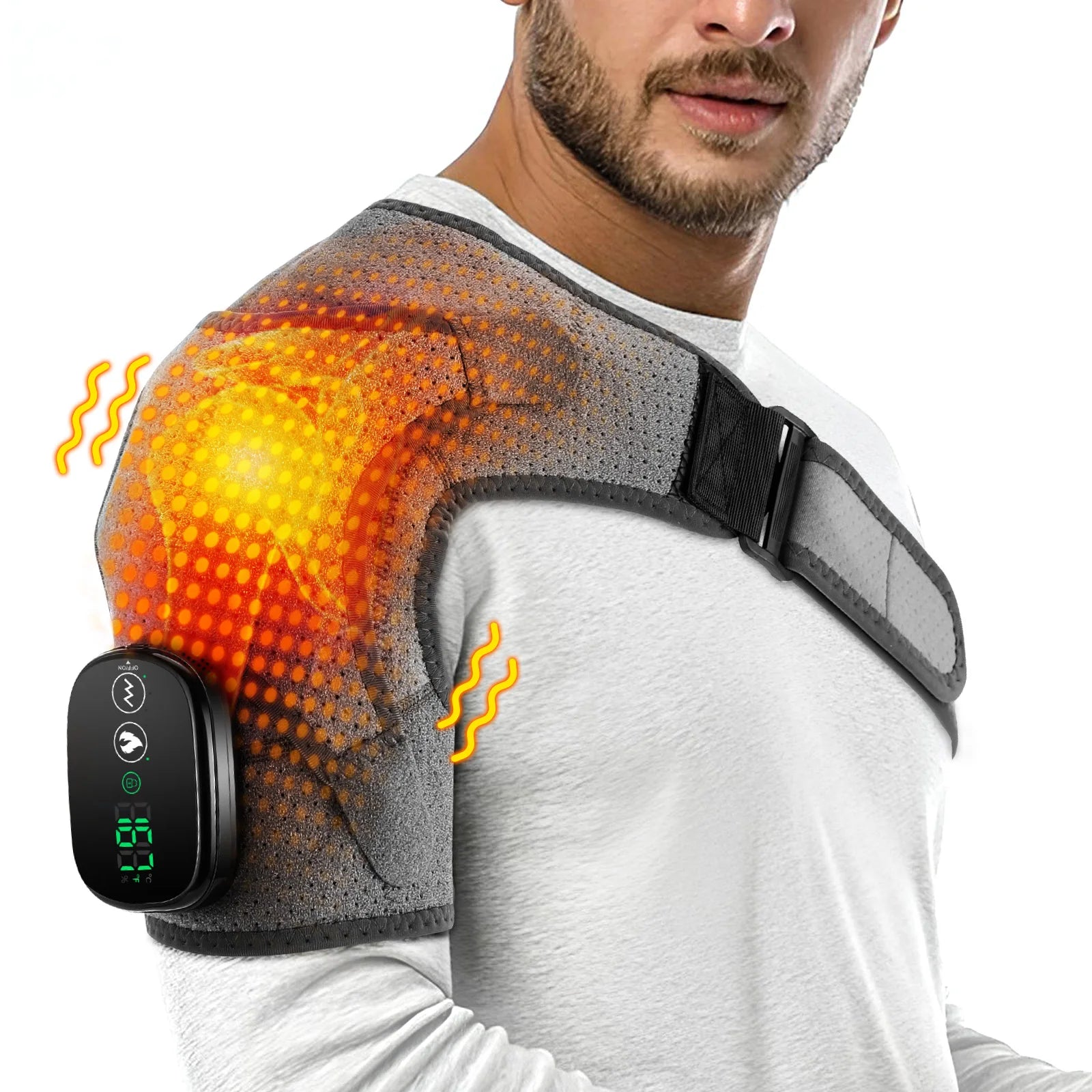 Electric Shouldert Heating Pad 3-Speed Vibration Muscle Relax Belt Thermal Massager Shoulder Neck Health Care Support Brace