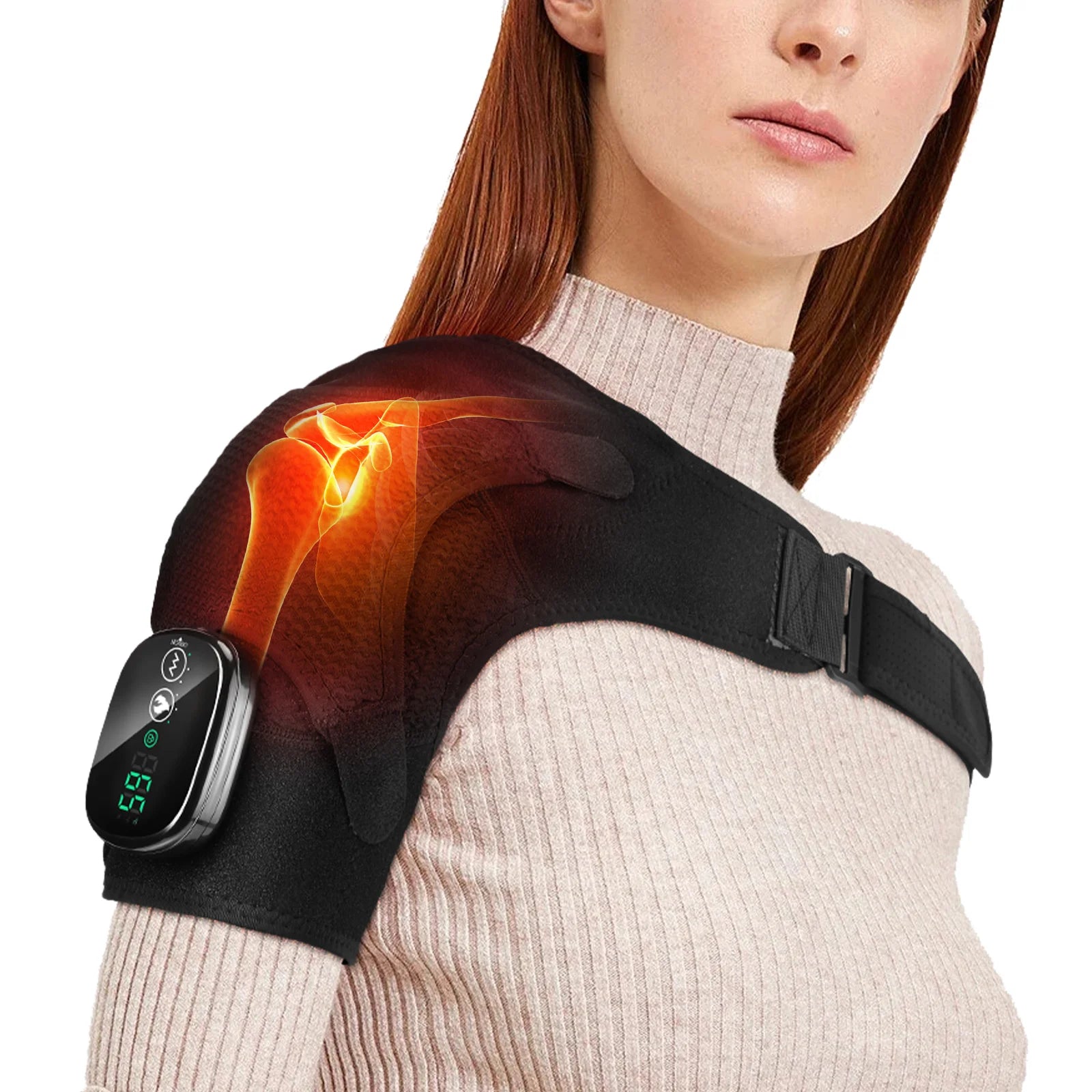 Electric Shouldert Heating Pad 3-Speed Vibration Muscle Relax Belt Thermal Massager Shoulder Neck Health Care Support Brace