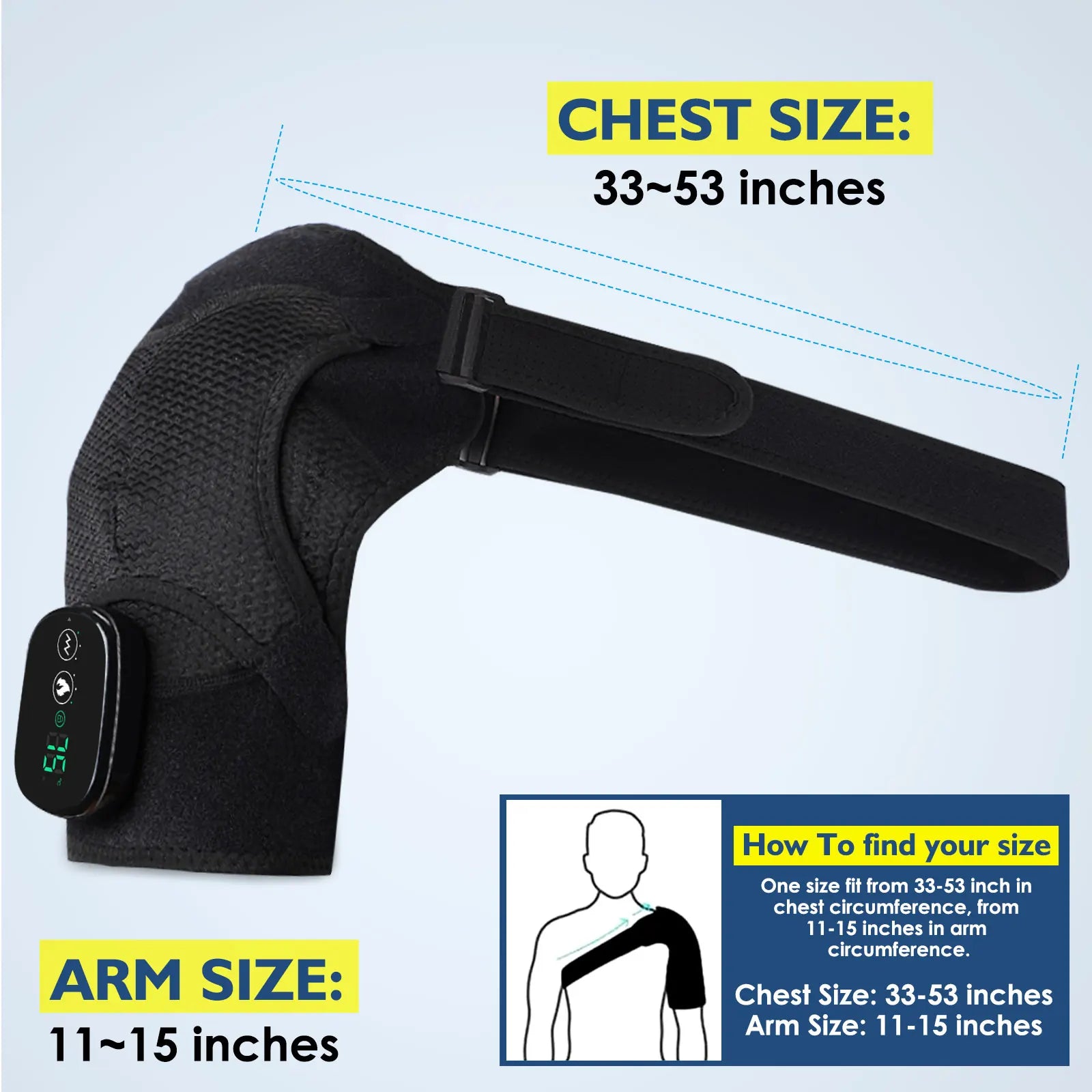 Electric Shoulder Massager Heating Pad Vibration Massage Support Belt Shoulder Thermal Brace