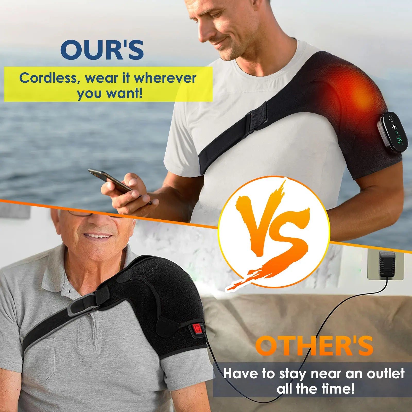 Electric Shoulder Massager Heating Pad Vibration Massage Support Belt Shoulder Thermal Brace