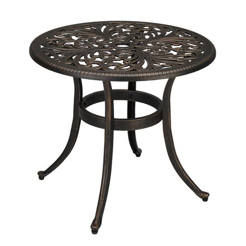 Elegant 23.6" Phoenix Round Garden Table - Durable Cast Aluminum in Bronze