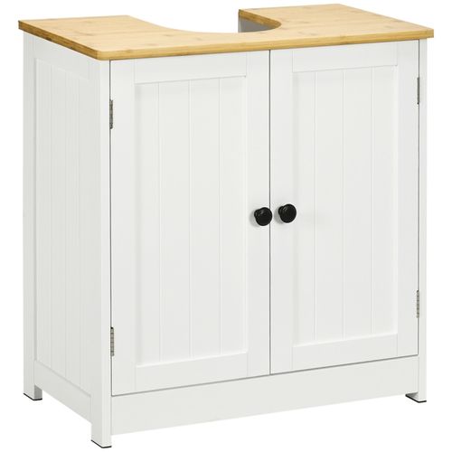 Elegant Crystal White & Dark Walnut Pedestal Sink Storage Cabinet