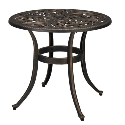 Elegant 23.6" Phoenix Round Garden Table - Durable Cast Aluminum in Bronze