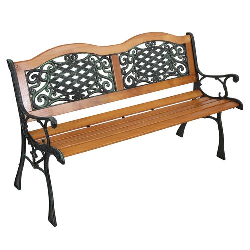 Elegant 49" Outdoor Garden Bench - Weather-Resistant Hardwood & Iron Frame