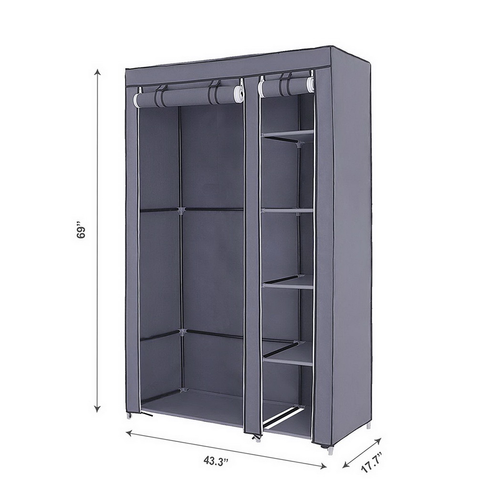 67" Portable Wardrobe Closet - Stylish Storage Organizer with Dustproof Cover