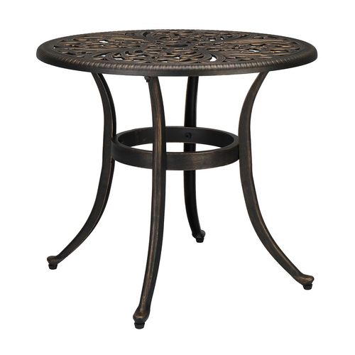 Elegant 23.6" Phoenix Round Garden Table - Durable Cast Aluminum in Bronze