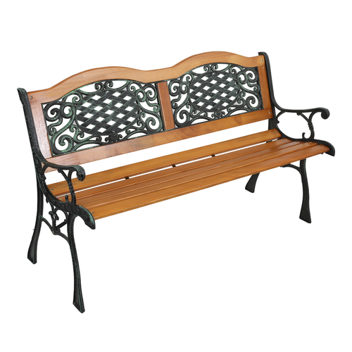 Elegant 49" Outdoor Garden Bench - Weather-Resistant Hardwood & Iron Frame