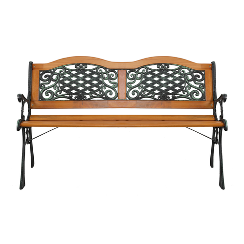 Elegant 49" Outdoor Garden Bench - Weather-Resistant Hardwood & Iron Frame