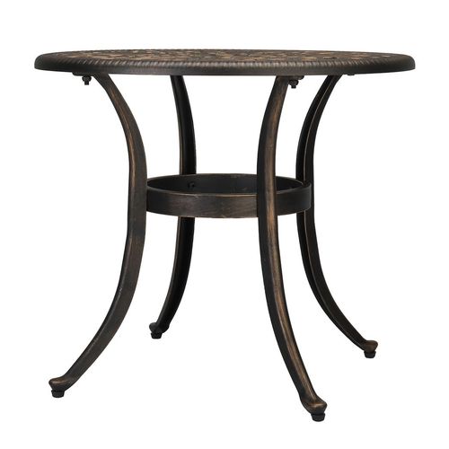Elegant 23.6" Phoenix Round Garden Table - Durable Cast Aluminum in Bronze