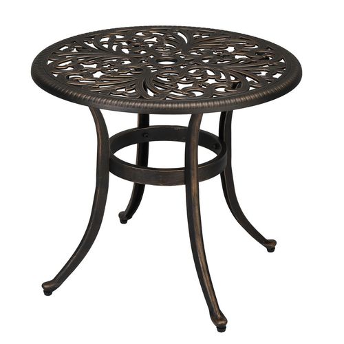 Elegant 23.6" Phoenix Round Garden Table - Durable Cast Aluminum in Bronze