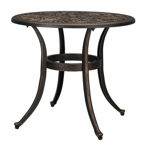 Elegant 23.6" Phoenix Round Garden Table - Durable Cast Aluminum in Bronze