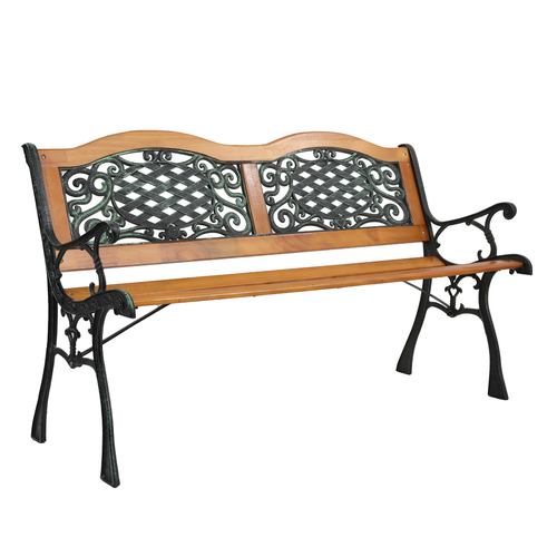 Elegant 49" Outdoor Garden Bench - Weather-Resistant Hardwood & Iron Frame