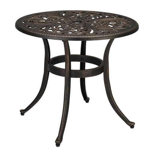 Elegant 23.6" Phoenix Round Garden Table - Durable Cast Aluminum in Bronze